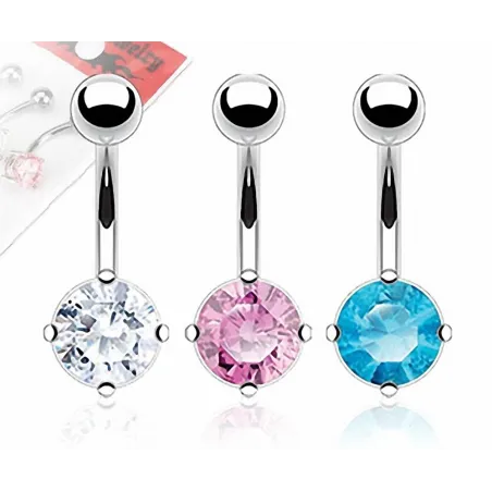 Lot de 3 Piercing Nombril Acier Chirurgical Gemme