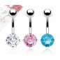 Lot de 3 Piercing Nombril Acier Chirurgical Gemme