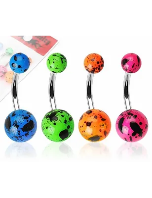 Lot de 4 Piercing Nombril Boules Acrylique Fluo