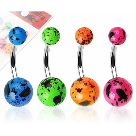 Lot de 4 Piercing Nombril Boules Acrylique Fluo