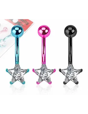 Lot de 3 Piercing Nombril Titanium Gemme Etoile