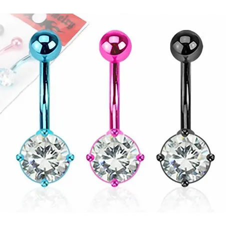 Lot de 3 Piercing Nombril Titanium Gemme Rond