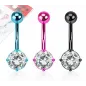 Lot de 3 Piercing Nombril Titanium Gemme Rond