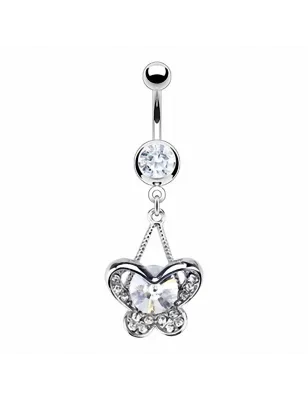 Piercing nombril Pendentif Papillon et Gemme
