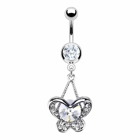 Piercing nombril Pendentif Papillon et Gemme