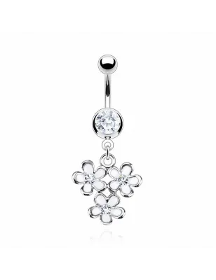Piercing nombril acier Pendentif Fleurs Epoxy