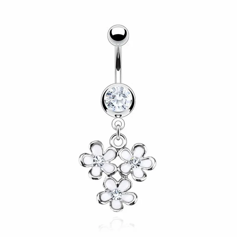 Piercing nombril acier Pendentif Fleurs Epoxy