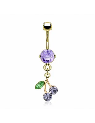 Piercing Nombril Plaqué Or 14K Cerise