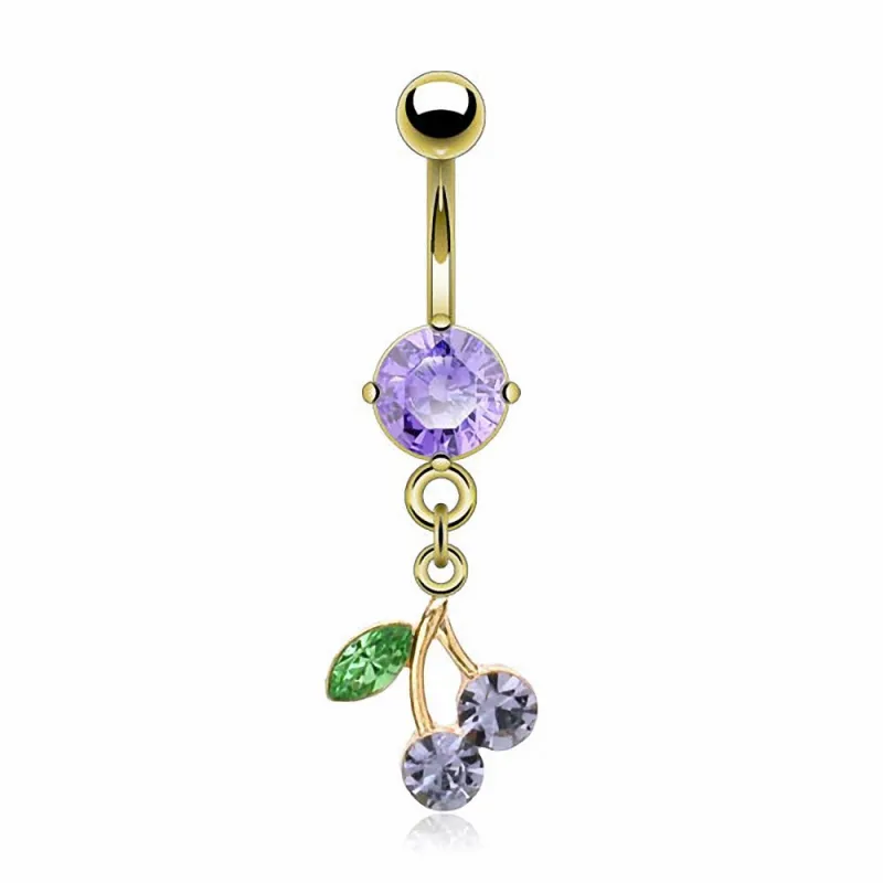 Piercing Nombril Plaqué Or 14K Cerise