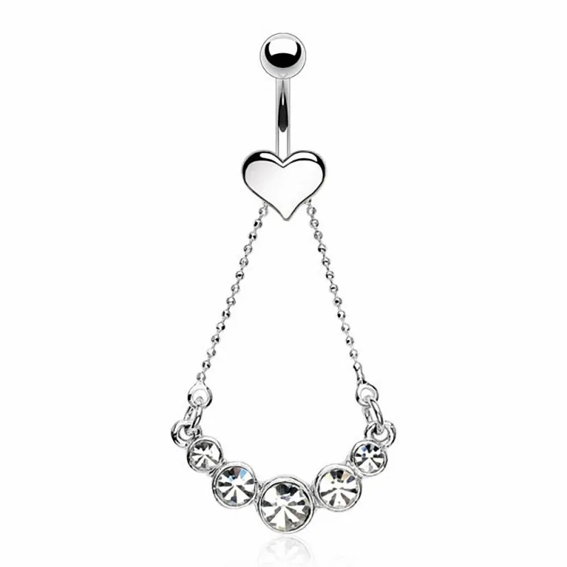 Piercing nombril Coeur Chaîne et Gemmes