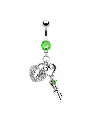 Piercing nombril Pendentif Coeur et Clef