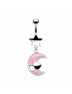 Piercing Nombril Etoile Lune et Coeur