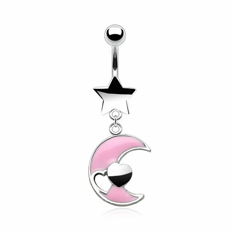 Piercing Nombril Etoile Lune et Coeur