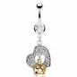 Piercing nombril Coeur Gemmes Couronne Plaqué Or