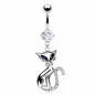 Piercing Nombril Pendentif Chat Gemmes