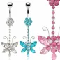 Piercing nombril Pendentif Papillon Multi-Gemmes