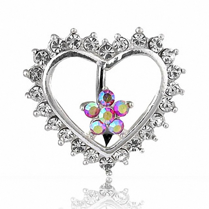 Piercing nombril inversé Coeur et Fleur