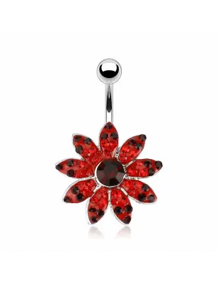 Piercing nombril Fleur Multi Gemmes