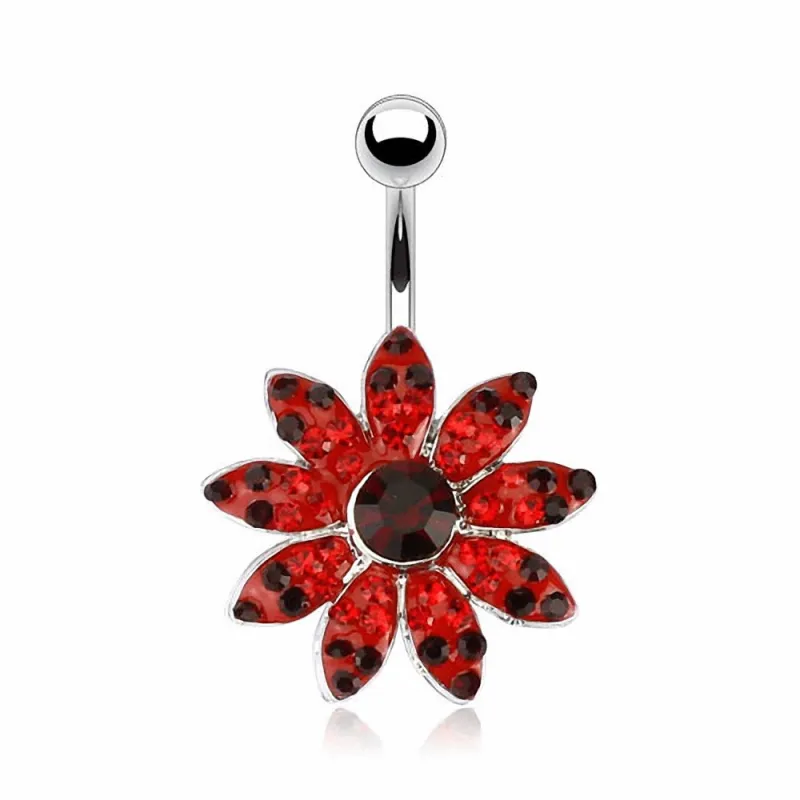 Piercing nombril Fleur Multi Gemmes