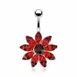 Piercing nombril Fleur Multi Gemmes