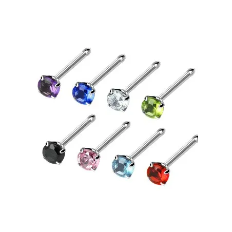 Piercing Nez Tige droite Pierre Sertie par "griffes"  - Bijou Piercing Nez