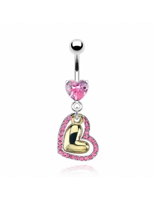 Piercing nombril Pendentif Double Coeur