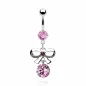 Piercing nombril acier Noeud Papillon Pierre Solitaire
