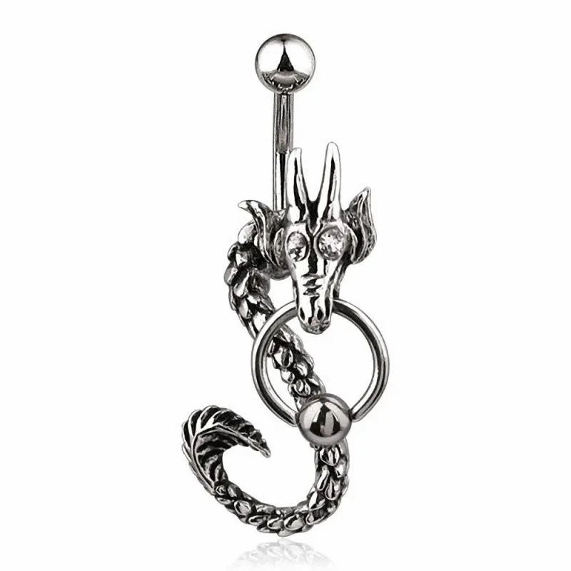 Piercing nombril Acier Chirurgical Dragon Gemmes Anneau BCR