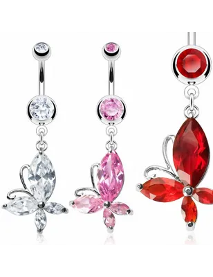 Piercing nombril Acier Chirurgical Pendentif Papillon