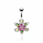 Piercing nombril Acier Chirurgical Fleur Multi Crystal Fantaisie