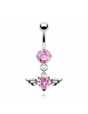 Piercing nombril Pendentif Coeur Ailes d'Ange