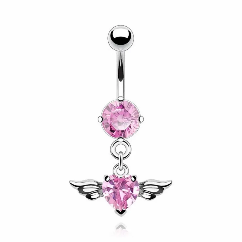 Piercing nombril Pendentif Coeur Ailes d'Ange