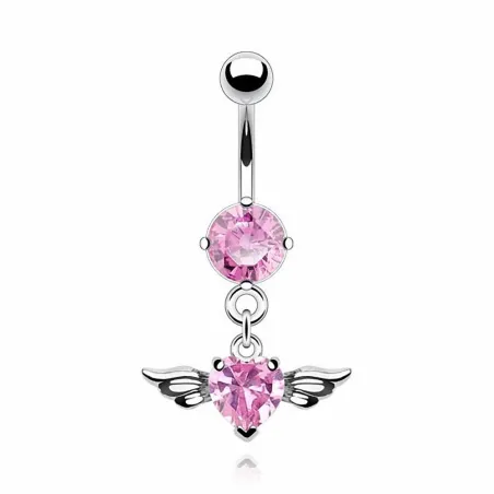 Piercing nombril Pendentif Coeur Ailes d'Ange