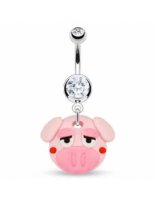 Piercing nombril Pendentif Cochon Argile Durcie