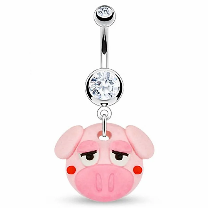 Piercing nombril Pendentif Cochon Argile Durcie