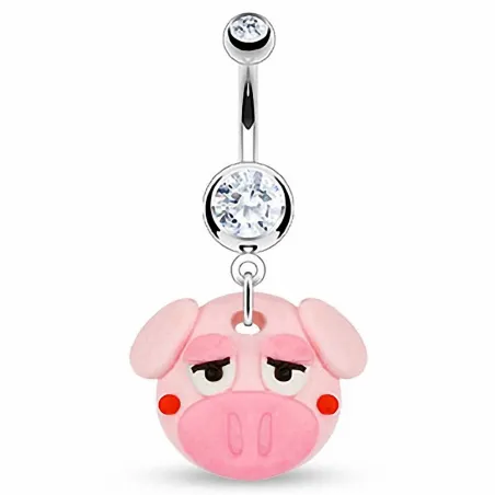 Piercing nombril Pendentif Cochon Argile Durcie