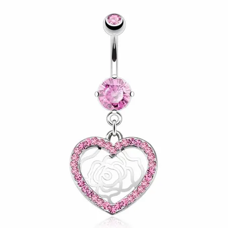 Piercing nombril Pendentif Coeur Fleur et Gemmes