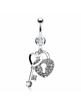 Piercing nombril Clef et Cadenas Gemmes