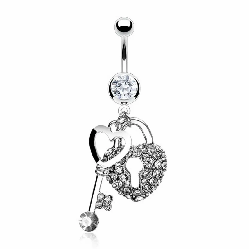 Piercing nombril Clef et Cadenas Gemmes