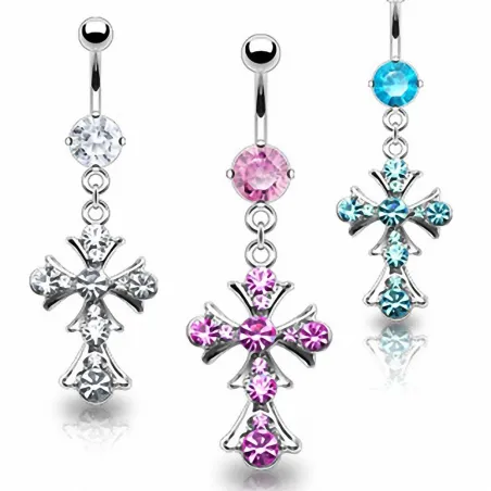Piercing nombril Croix Vintage Gemmes