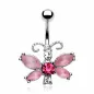 Piercing nombril acier chirurgical Papillon Strass