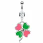 Piercing nombril Pendentif Trèfle 4 feuilles émaillé