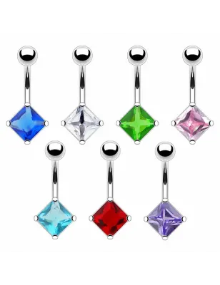 Piercing nombril acier chirurgical Gemme Losange