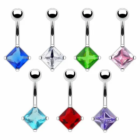 Piercing nombril acier chirurgical Gemme Losange