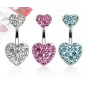 Lot de 3 Piercing Nombril Coeurs pavés de Strass
