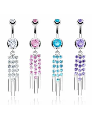 Piercing nombril 3 Chaines Multi Strass