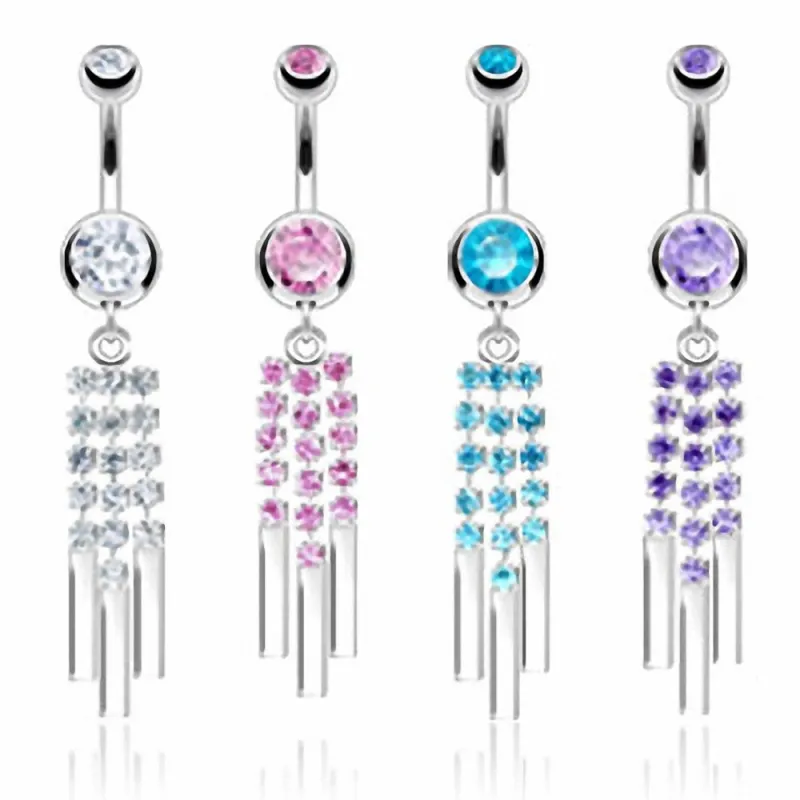 Piercing nombril 3 Chaines Multi Strass