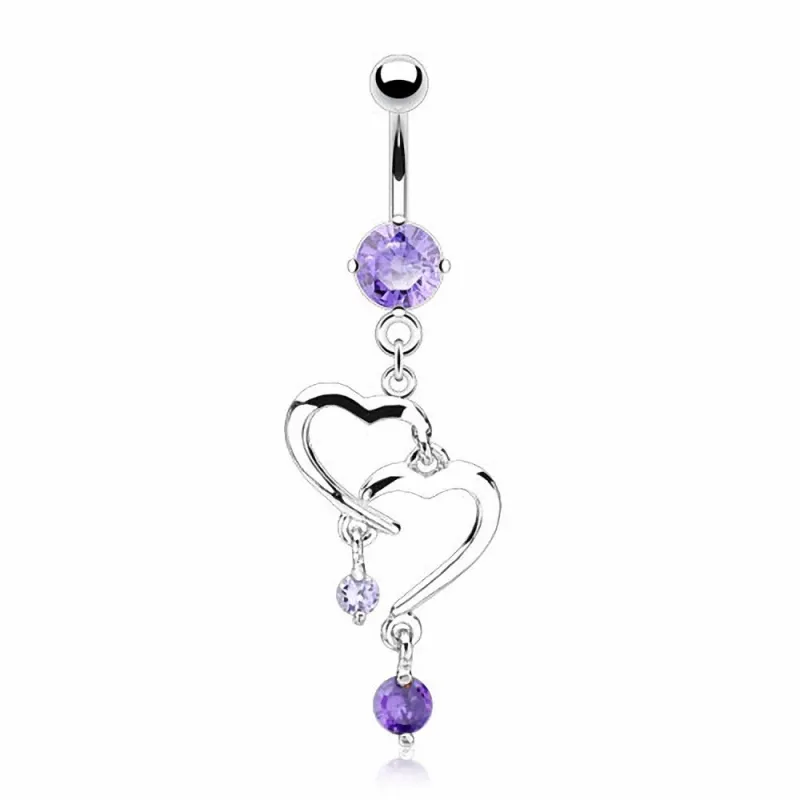 Piercing nombril Pendentif Double Coeur