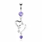 Piercing nombril Pendentif Double Coeur