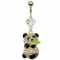 Piercing Nombril acier chirurgical Doré Panda Bambou